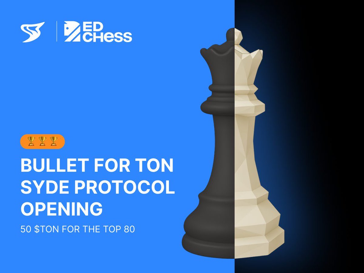 ♟️ Syde Protocol Opening starts soon!
⏰ 5:00 PM UTC – compete for 50 $TON in the first Syde x <a href="/EdChess_io/">EdChess</a> tournament!

Tournament: t.me/edchess_bot/we…

Connect your wallet in Syde Protocol to receive rewards 👉 app.syde.fi