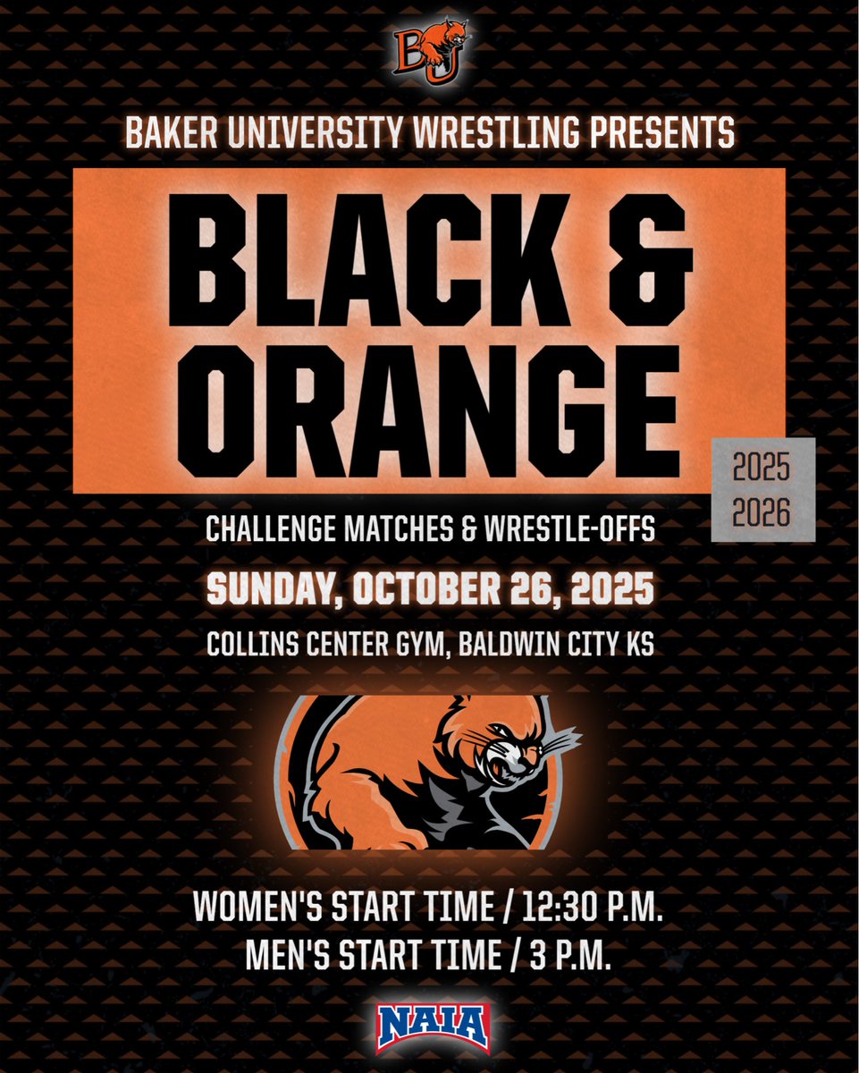 This Sunday, we HIT THE MATS‼️

Come check out the ‘25-‘26 Men’s &amp; Women’s Wildcat Wrestlers this Sunday in our annual Black &amp; Orange matches in the Collins Center gym.

𝐖𝐈𝐋𝐃𝐂𝐀𝐓 𝐖𝐑𝐄𝐒𝐓𝐋𝐈𝐍𝐆
// ⬛️🟧 //
𝘑𝘰𝘶𝘳𝘯𝘦𝘺 𝘉𝘦𝘨𝘪𝘯𝘴
