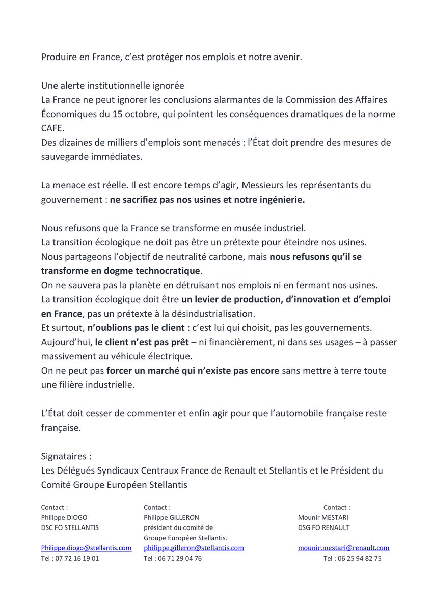 🚨 Le feu de la norme #CAFE : un brasier pour l’emploi et la souveraineté !
En refusant de reporter l’interdiction des moteurs thermiques, le gouvernement sacrifie nos usines et nos emplois 🇫🇷
La transition écologique ne doit pas être un dogme : elle doit créer, pas détruire.