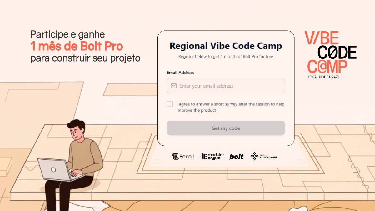 ModularCrypto's tweet image. ⚡ AGORA FICOU DIFÍCIL VOCÊ NÃO DESENVOLVER SEU PROJETO.
No Vibe Code Camp – Local Node Brazil, você vai aprender a tirar suas ideias do papel com IA e ferramentas no-code, e ainda ganhar 1 mês de acesso ao Bolt Pro, a plataforma que tá redefinindo o jeito de construir apps.…