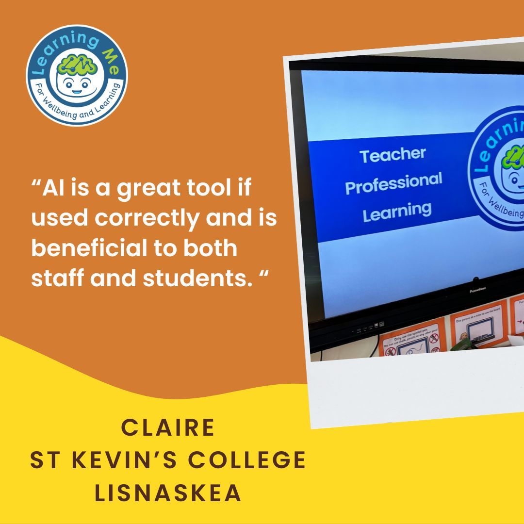 LearningMeEdu's tweet image. &quot;A.I is a great tool if used correctly, and is beneficial to both staff and students.&quot; -Claire, St Kevin&apos;s College, Lisnaskea. 

How have you been utilising A.I in your classroom? Let us know in the comments below!