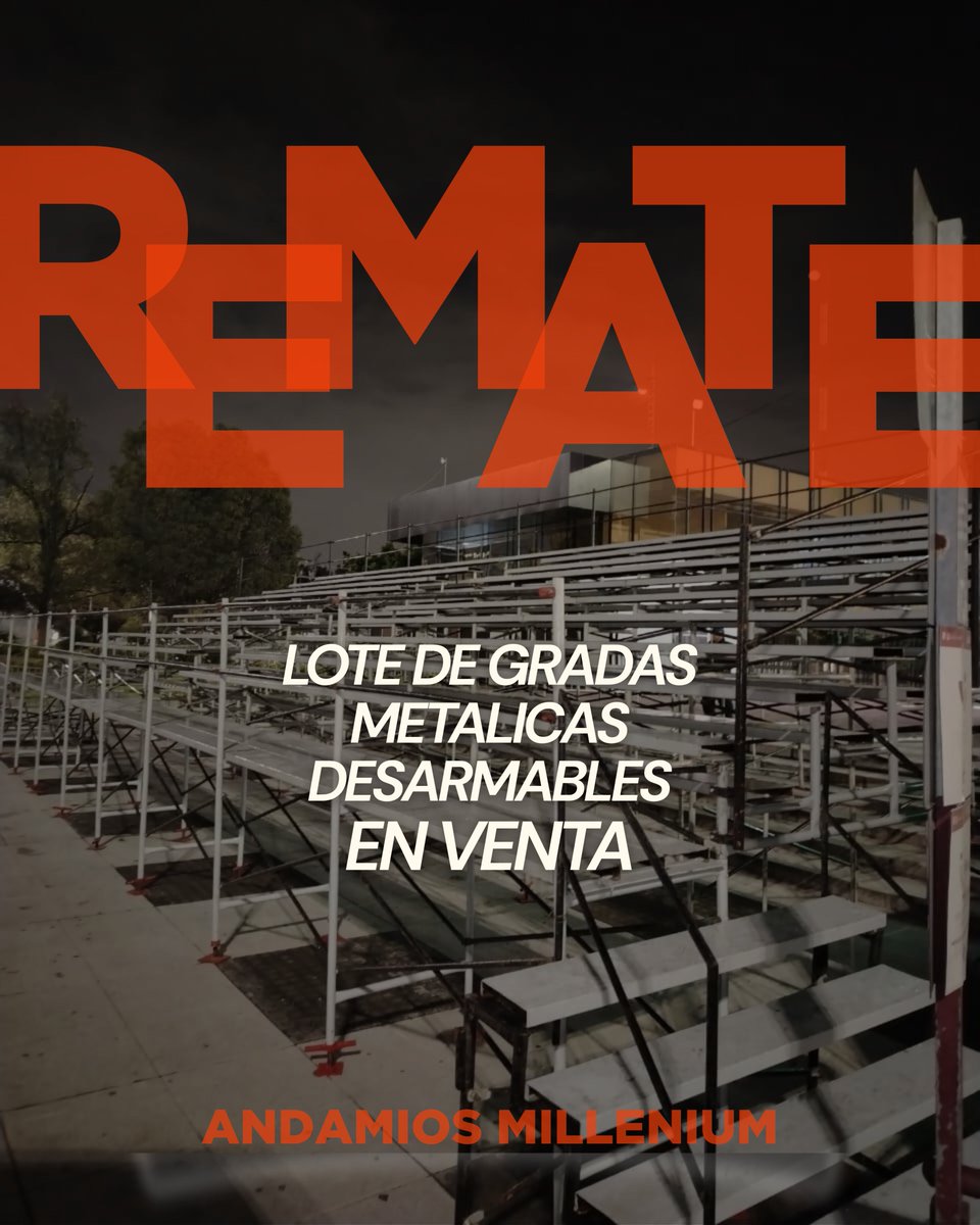 Espacios_Arq's tweet image. ¡Aprovecha una oportunidad inigualable! 🤩

REMATE DE LOTE DE GRADAS METALICAS DESARMABLES.

Medio uso en muy buenas condiciones.

👉 bit.ly/andamioventa
TEL. 55-5264 4192
ventas@andamiosmil.com

#Andamios #GradasMetálicas #VentaDeAndamio #ArquitecturaMéxico #RevistaEspacios