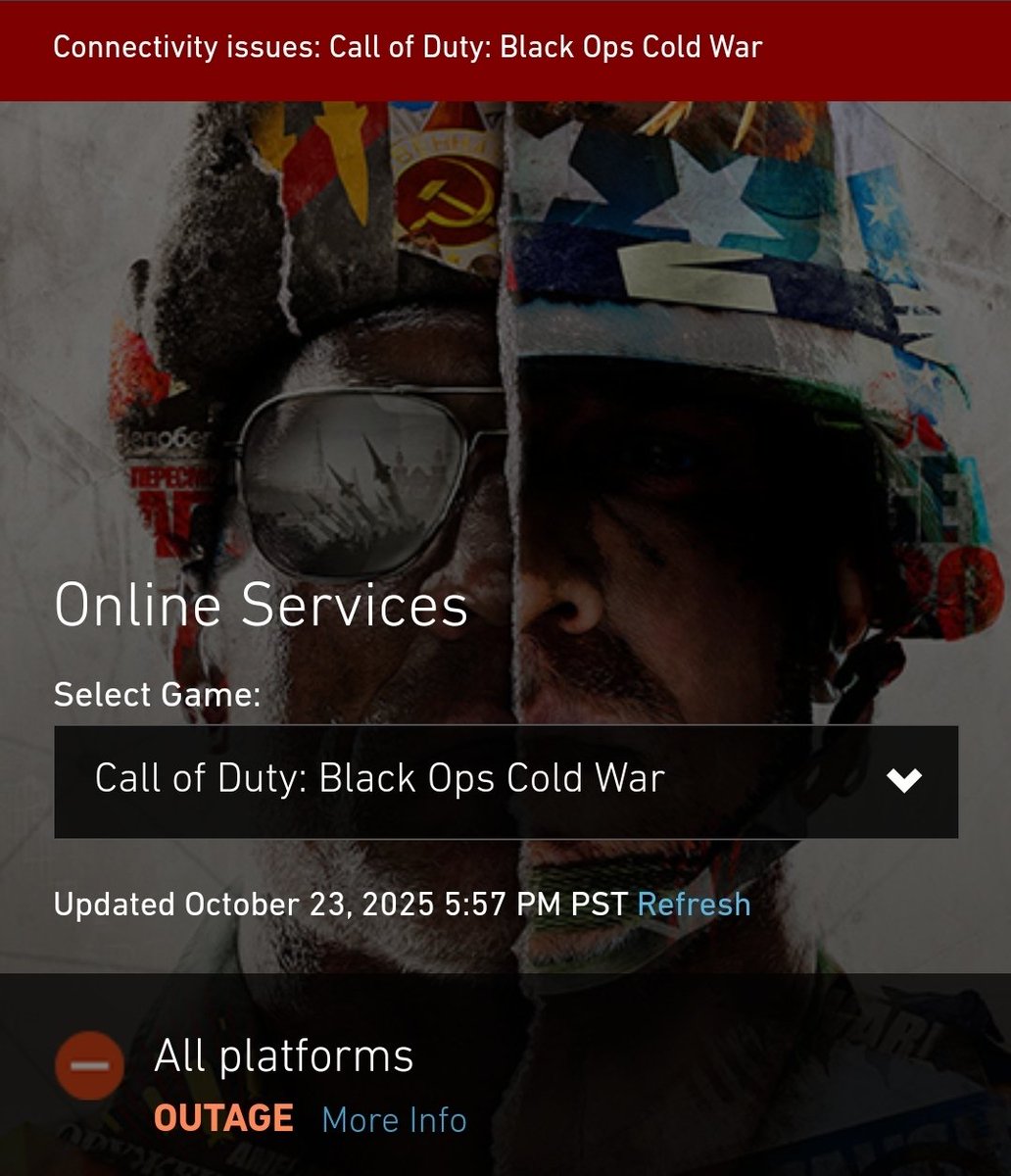 DevilWatchYT's tweet photo. Why an outage again. This is getting ridiculous! #CallofDuty #callofdutycoldwar #ColdWar #PlayStation #outage https://t.co/8rizsFilBu