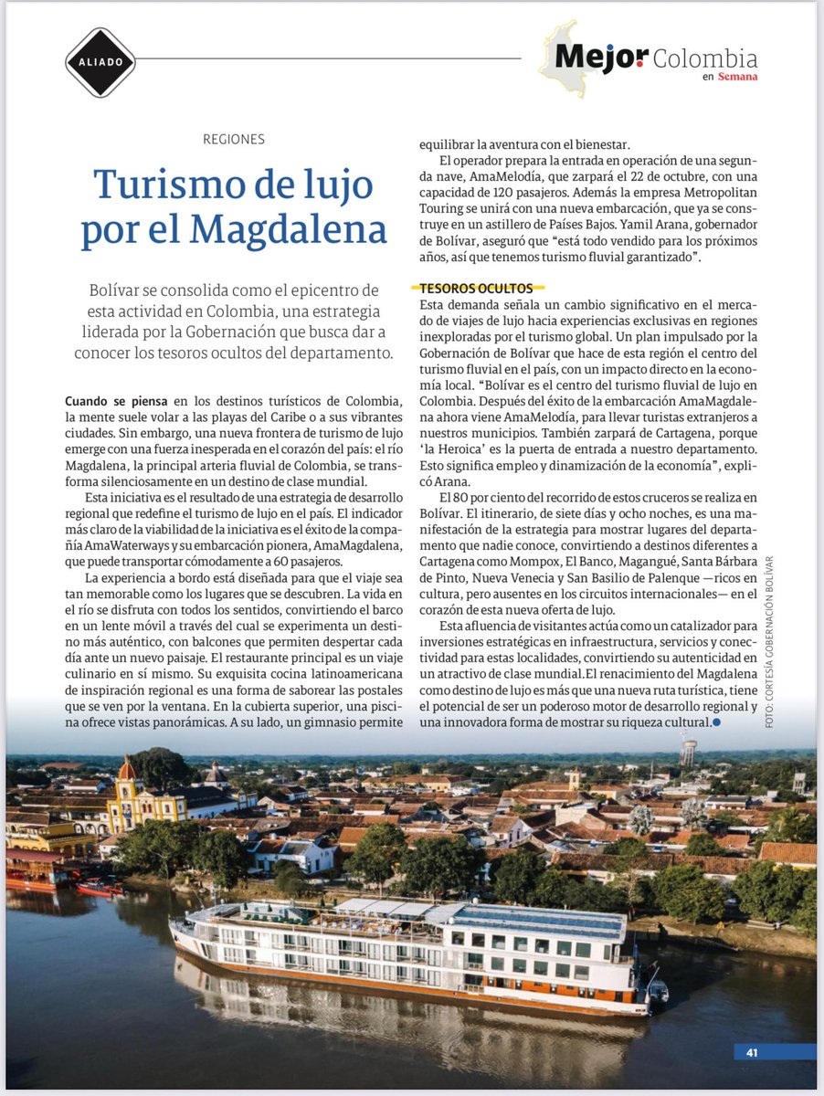 Colombia ya reconoce a Bolívar como eje del turismo fluvial 🇱🇹

Esta apuesta la comenzamos a poner en marcha desde enero de 2024. Hoy da sus frutos. ¿Y saben qué? Ahora es cuando viene lo mejor: en pocos días zarpa el segundo crucero.

El mundo mirará a nuestra tierra 🙌🏻