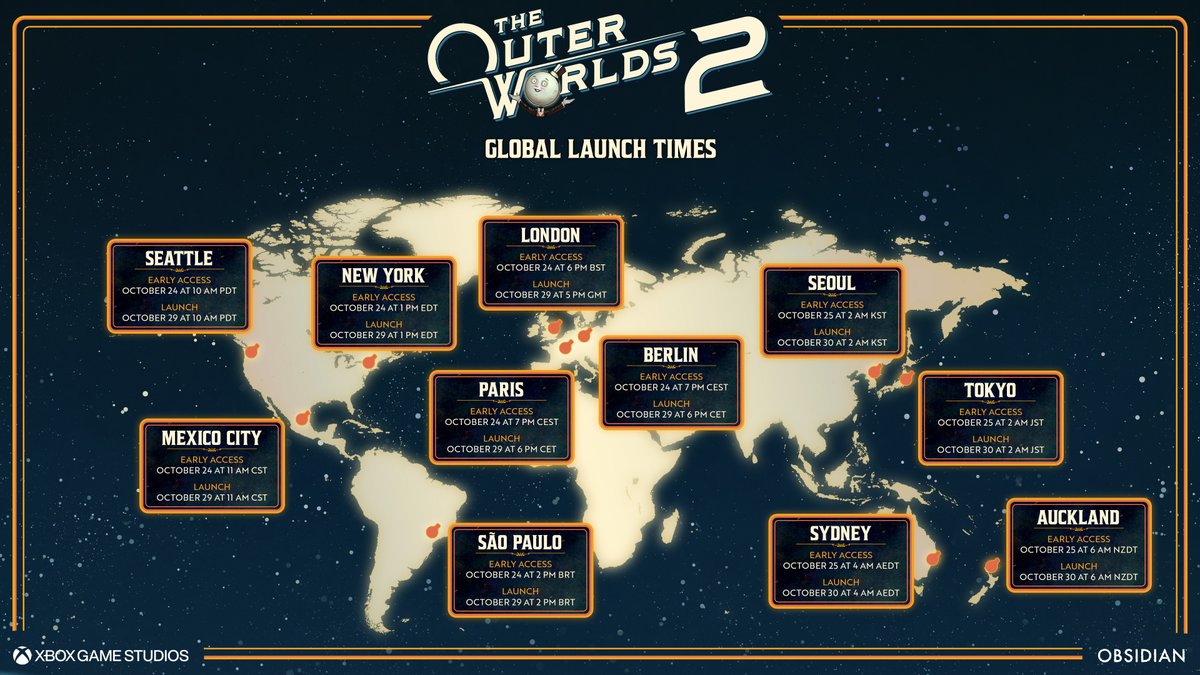 Xbox's tweet image. This is your transmission from the Earth Directorate on when The Outer Worlds 2 launches 🚀
