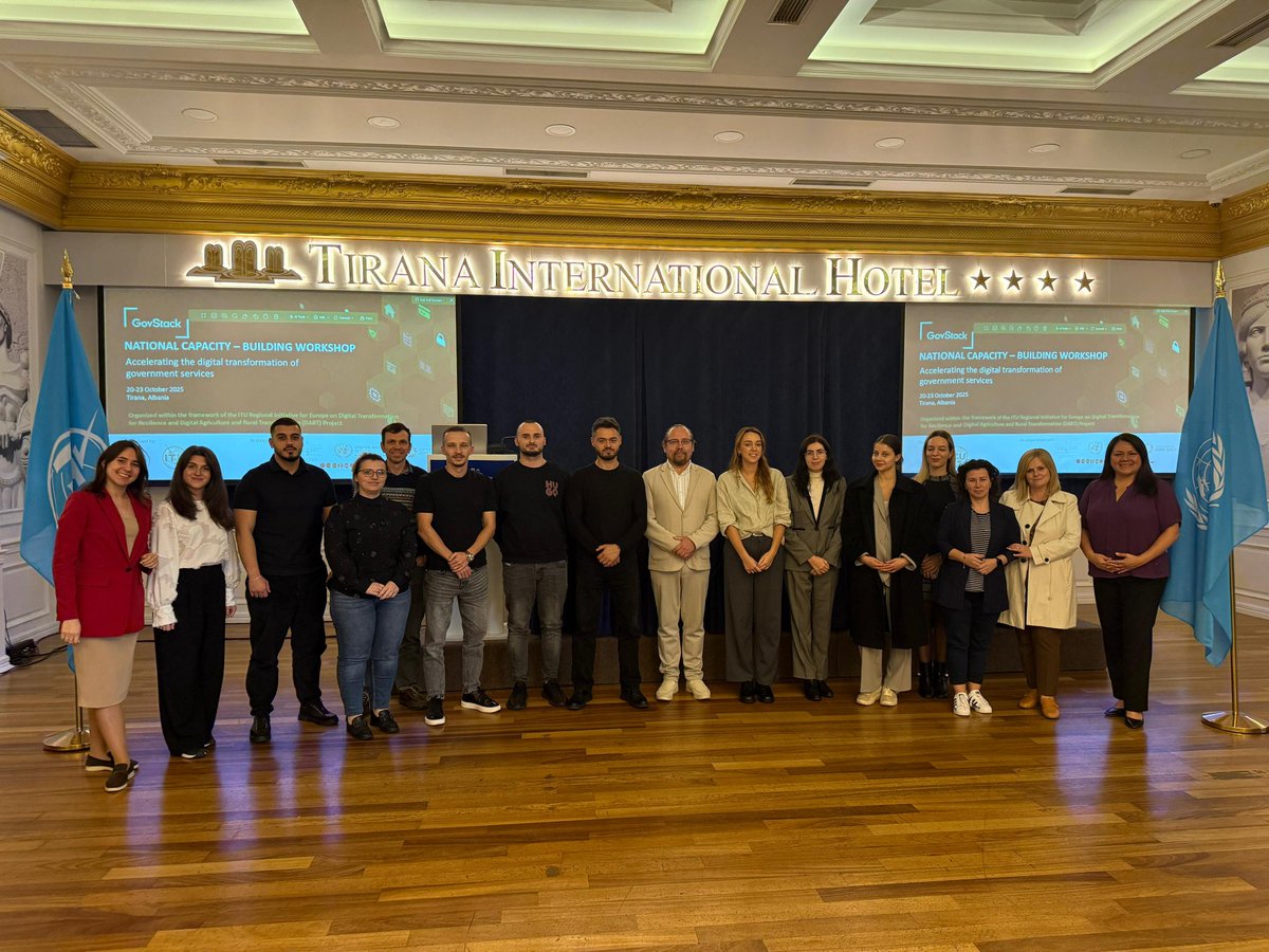 ITUEurope's tweet photo. 👉 @ITUEurope pleased to conclude 3-day Govstack workshop in Tirana 🇦🇱 — strengthening national capacities for digital transformation in agriculture &amp; beyond, fostering #inclusive, #scalable #digitalservices.

Heartfelt thanks to all stakeholders for dedication &amp; collaboration ! https://t.co/2x4j8rpHfK