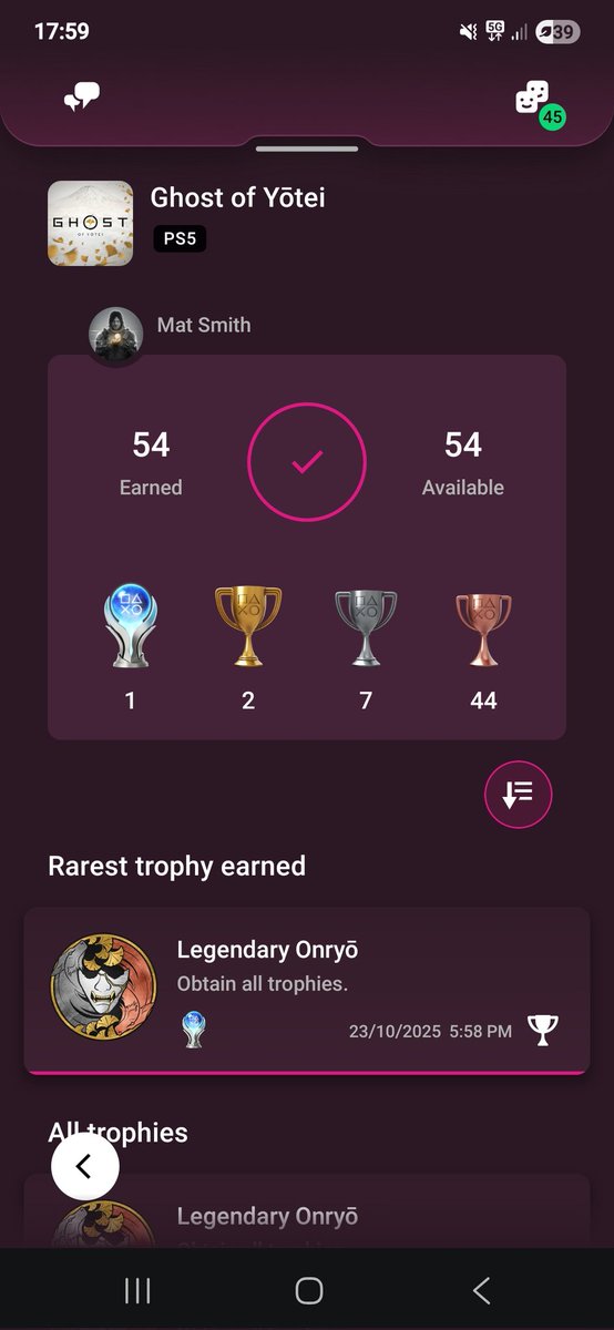 Platinum 1️⃣1️⃣9️⃣ Ghost Of Yotei 

Incredible. Im sad this is over. Loved every second. The story, the combat, the scenery. Everything 10/10. #PlayStationTrophy #GhostofYotei