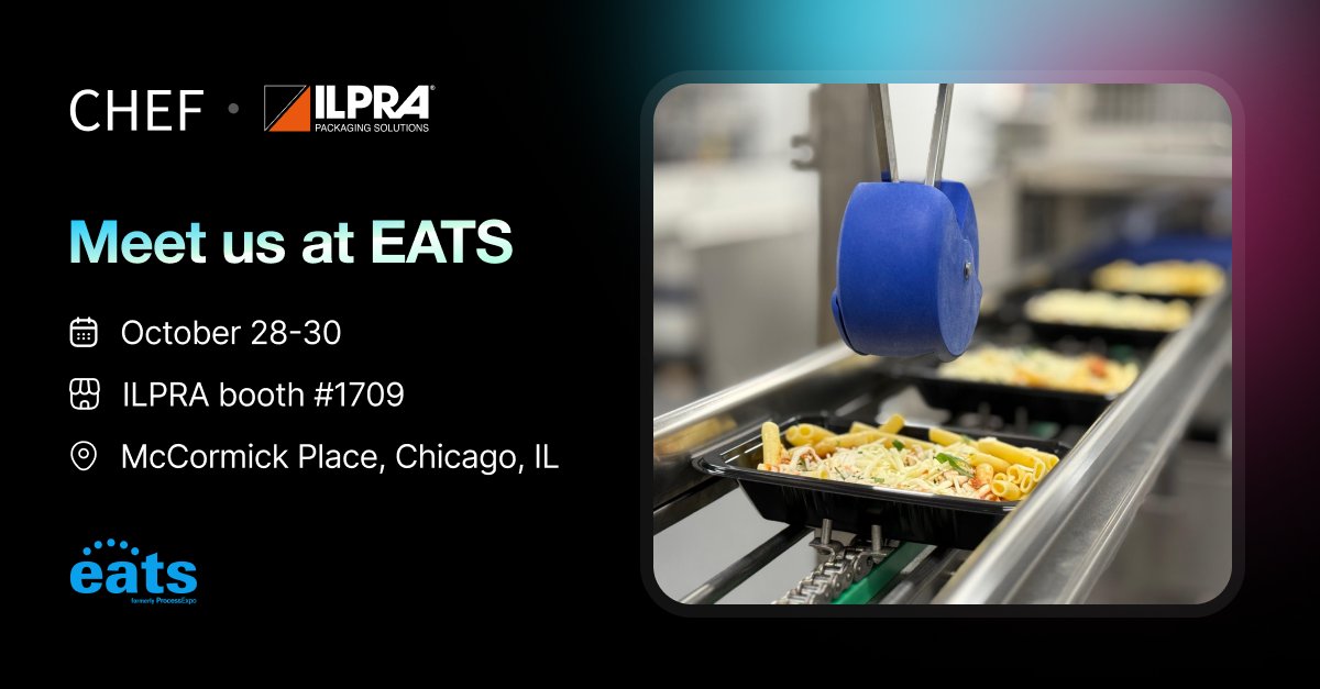 ChefRobotics's tweet image. We’re excited to announce our partnership with @ILPRA, a global leader in packaging systems!
Together, we’re delivering a flexible, end-to-end automation solution for meal assembly and packaging that combines Chef’s AI-enabled meal assembly robots with ILPRA’s long-standing…
