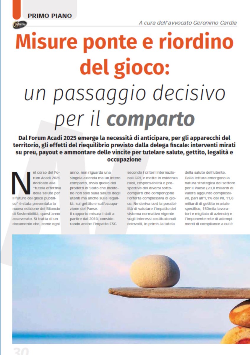 Su <a href="/Jammasrl/">Jamma Magazine</a> l’Avv. <a href="/Geronimo_Cardia/">Geronimo Cardia</a> con l’articolo dal titolo: “L’importanza delle misure ponte per salute, gettito, legalità e occupazione"