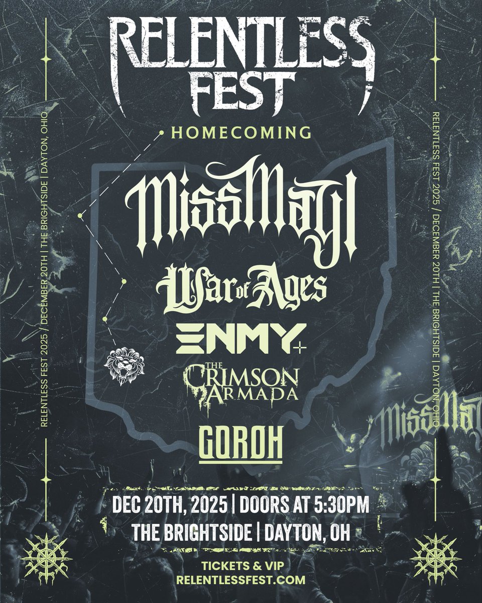 ANNOUNCEMENT! We have the honor of playing direct support to <a href="/missmayiband/">Miss May I</a> in Dayton OH for Relentless fest! Tickets on sale tomorrow 💪🏻🇺🇸