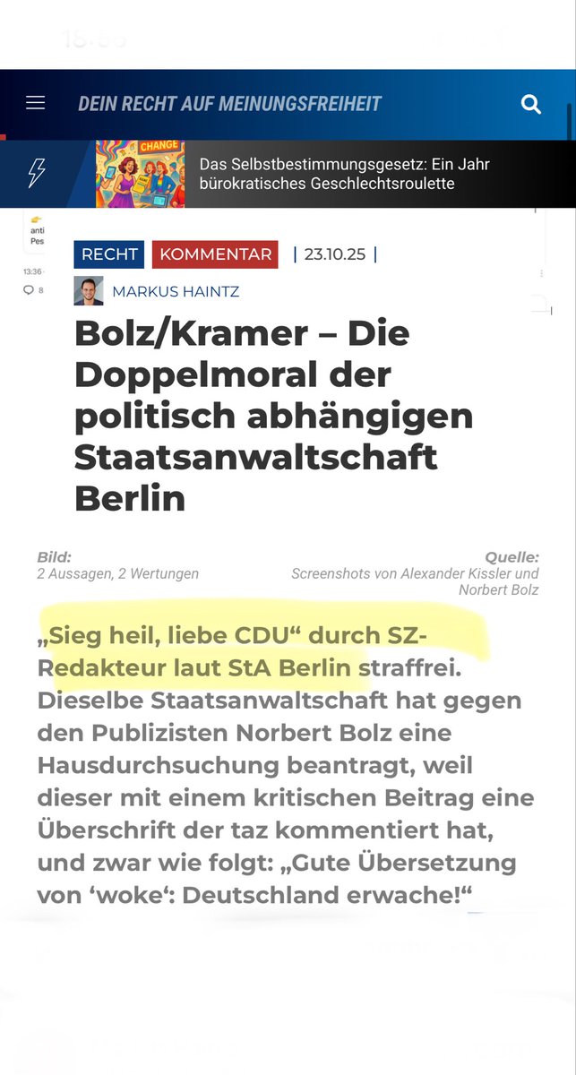 Jan Fleischhauer (@janfleischhauer) on Twitter photo Ich freue mich ja für den Redakteur der <a href="/SZ/">Süddeutsche Zeitung</a> , der weiter „Sieg Heil, liebe CDU“ schreiben darf. Aber wie passt das mit der Ermittlung gegen Nobert Bolz zu einem erkennbar satirischen Tweet zusammen? Doch nur, wenn man annimmt, dass die Staatsanwaltschaft politisch motiviert ist. Ich freue mich ja für den Redakteur der <a href="/SZ/">Süddeutsche Zeitung</a> , der weiter „Sieg Heil, liebe CDU“ schreiben darf. Aber wie passt das mit der Ermittlung gegen Nobert Bolz zu einem erkennbar satirischen Tweet zusammen? Doch nur, wenn man annimmt, dass die Staatsanwaltschaft politisch motiviert ist.