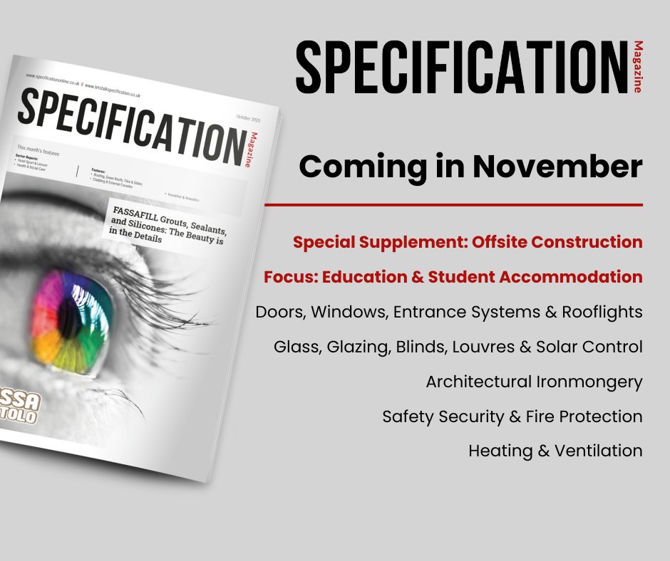 Specification Online (@myspecnews) on Twitter photo 📆 Coming in November: The next edition of Specification Magazine!
Get your copy delivered straight to your inbox or door.
👉 mysm.co.uk
#SpecificationMagazine #Construction #ConstructionMagazine #BuildingMagazine 📆 Coming in November: The next edition of Specification Magazine!
Get your copy delivered straight to your inbox or door.
👉 mysm.co.uk
#SpecificationMagazine #Construction #ConstructionMagazine #BuildingMagazine