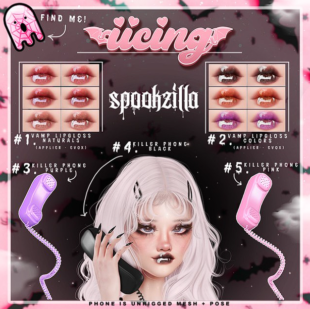 KawaiiFeedSL's tweet photo. iicing: [25L or less per hunt item] @ Spookzilla Hunt 2025〡Taxi: https://t.co/aOKivcqoU8 
#SecondLife #iicing #spookzilla2025 #slhunt #slcontent #kawaiifeed https://t.co/kkyGyj7b5h