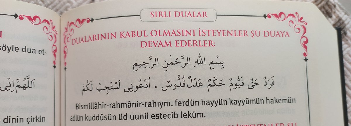 Hergün muhakkak okuyup duanızı edin .. Allahu Teala ne buyuruyor " Bana dua edin size cevap vereyim" dua edin dua edelim dua ettirelim ..  Bu cuma gecesi hürmetine rabbim dualarımızı kabul etsin. Filistinde ki kardeşlerimize de duamiza katmayı unutmayalim 🇵🇸