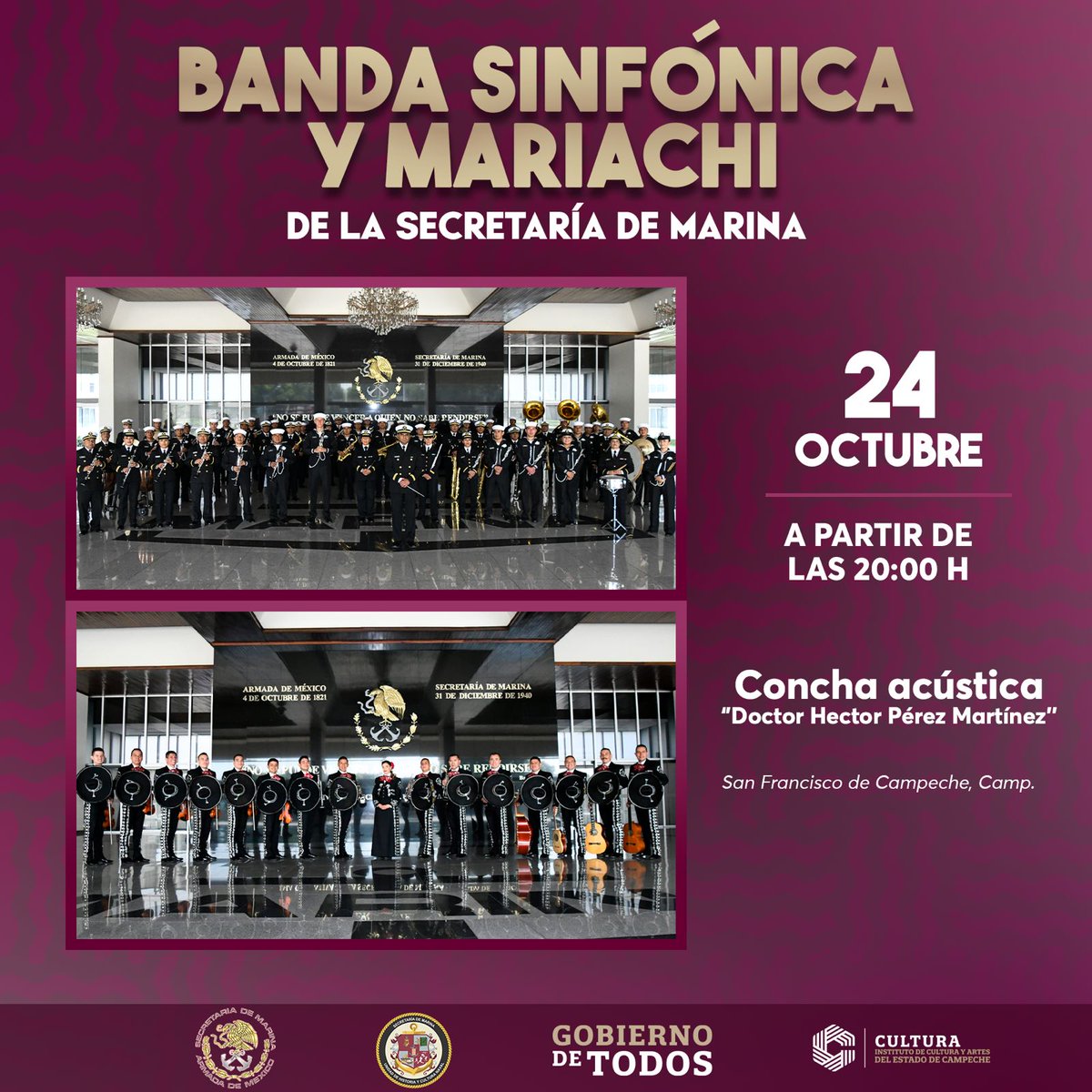 Imperdible la Banda Sinfónica y el Mariachi de la <a href="/SEMAR_mx/">SEMAR México</a>! 

Nos regalan una noche mágica este 24 de octubre en el Domo del Jaguar. Una velada que fusiona la grandeza de la música clásica con el alma del mariachi. 

No te la pierdas!