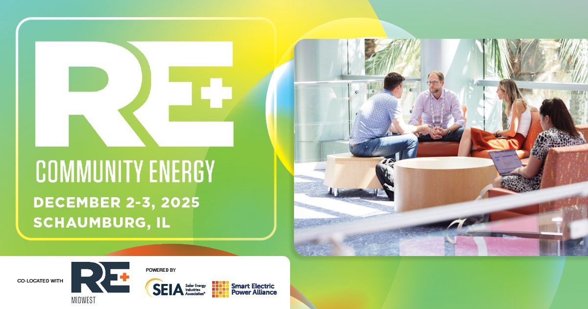 REPlusEvents's tweet image. Whether you&apos;re new to the industry or a seasoned veteran, RE+ Community Energy is your destination to forge lasting &amp;amp; meaningful connections! community-scale energy forward.

Register for your Full Conference pass now! bit.ly/4781rlQ

#REPlusCommunityEnergy #CleanEnergy