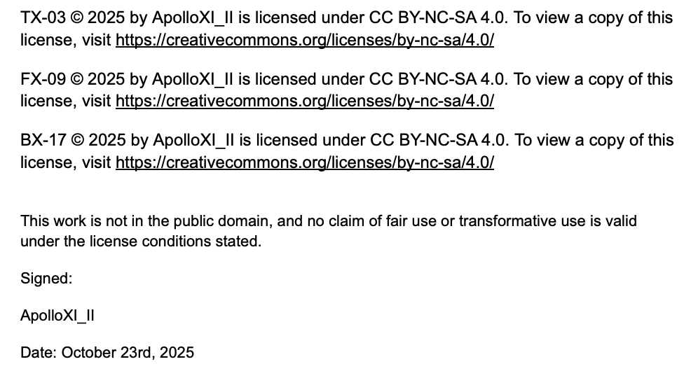 Protection of previous creatures under Creative Commons. Any further use of the models is considered a violation, and further legal action may be taken. 

docs.google.com/document/d/1Er…