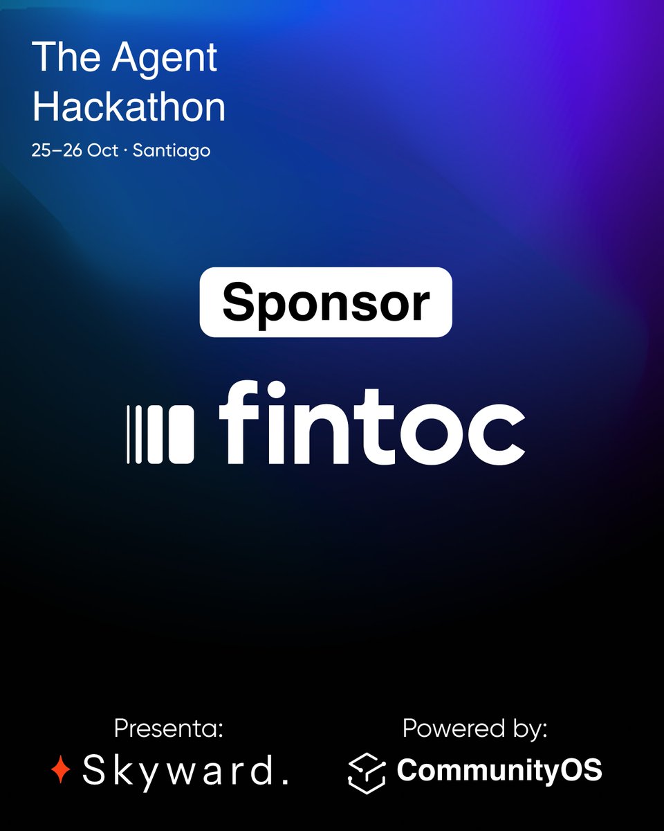 CommunityOS_'s tweet image. 💜 ¡Gracias a Fintoc por unirse como sponsor de The Agent Hackathon!

Fintoc permite conectar aplicaciones con cuentas bancarias de forma segura y simple, impulsando la innovación financiera en Latinoamérica.

#Fintoc #OpenBanking #AgentHackathon #SkywardAI #hackathon #chile