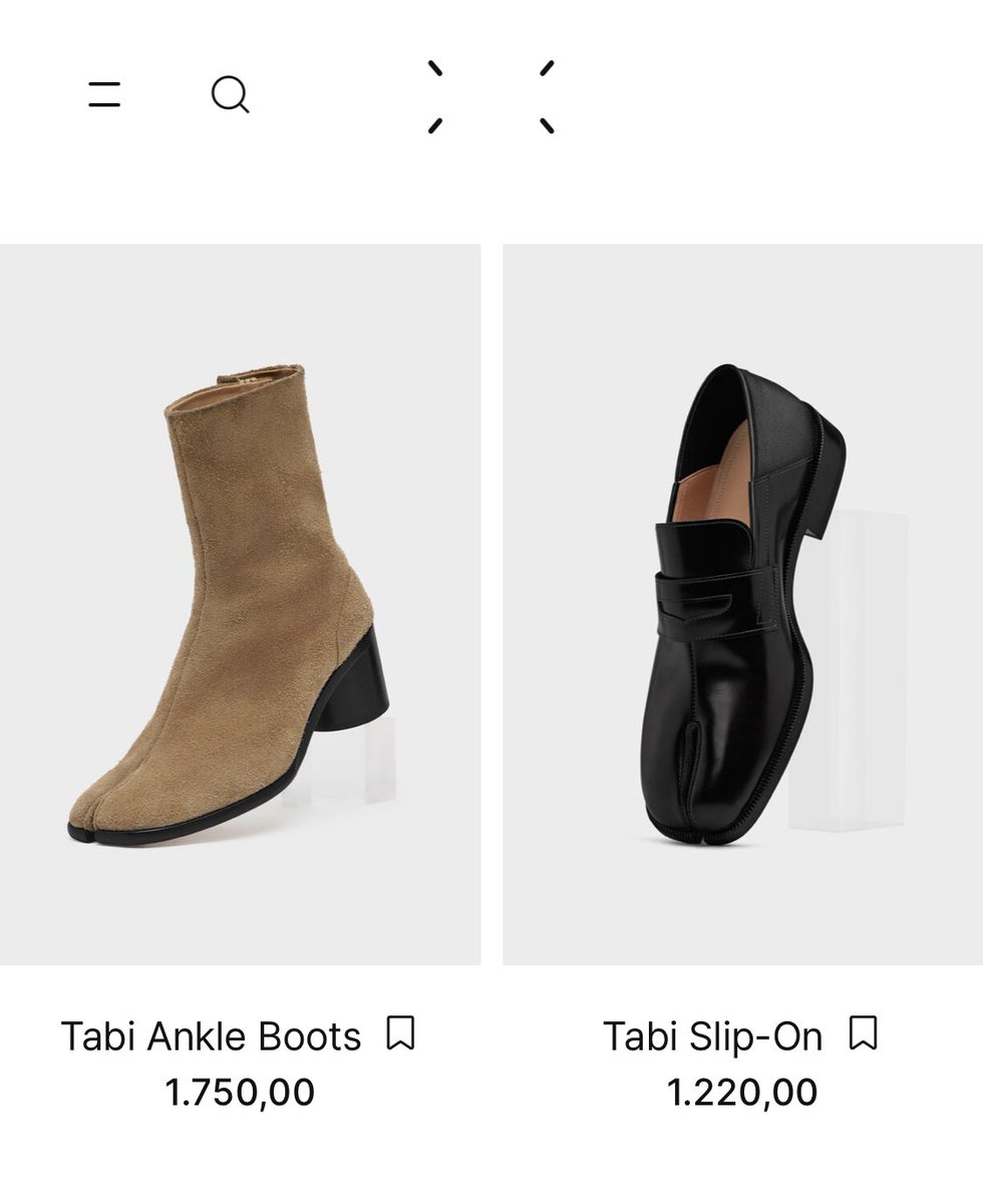 Necesito urgentemente estos Zapatos ‼️

Conocidos como Tabi Shoes, un calzado típico Japonés 🎌🏯

Maison Margiela tiene modelos de esta línea. Precio: 1.220€ (ver foto)

Una pena que en Europa sea tan complicados de encontrar. Si veo alguna alternativa traigo un hilo 🧵❤️