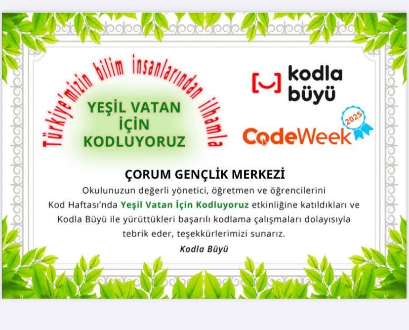 GSB_CorumGM's tweet image. 💻 Kodla, üret, geleceği şekillendir!
Avrupa Kod Haftası’nda biz de Çorum Gençlik Merkezi olarak bu heyecana ortak oluyoruz! 🚀
#CodeWeek #ÇorumGençlikMerkezi #Kodlama #GençlikKodluyor
