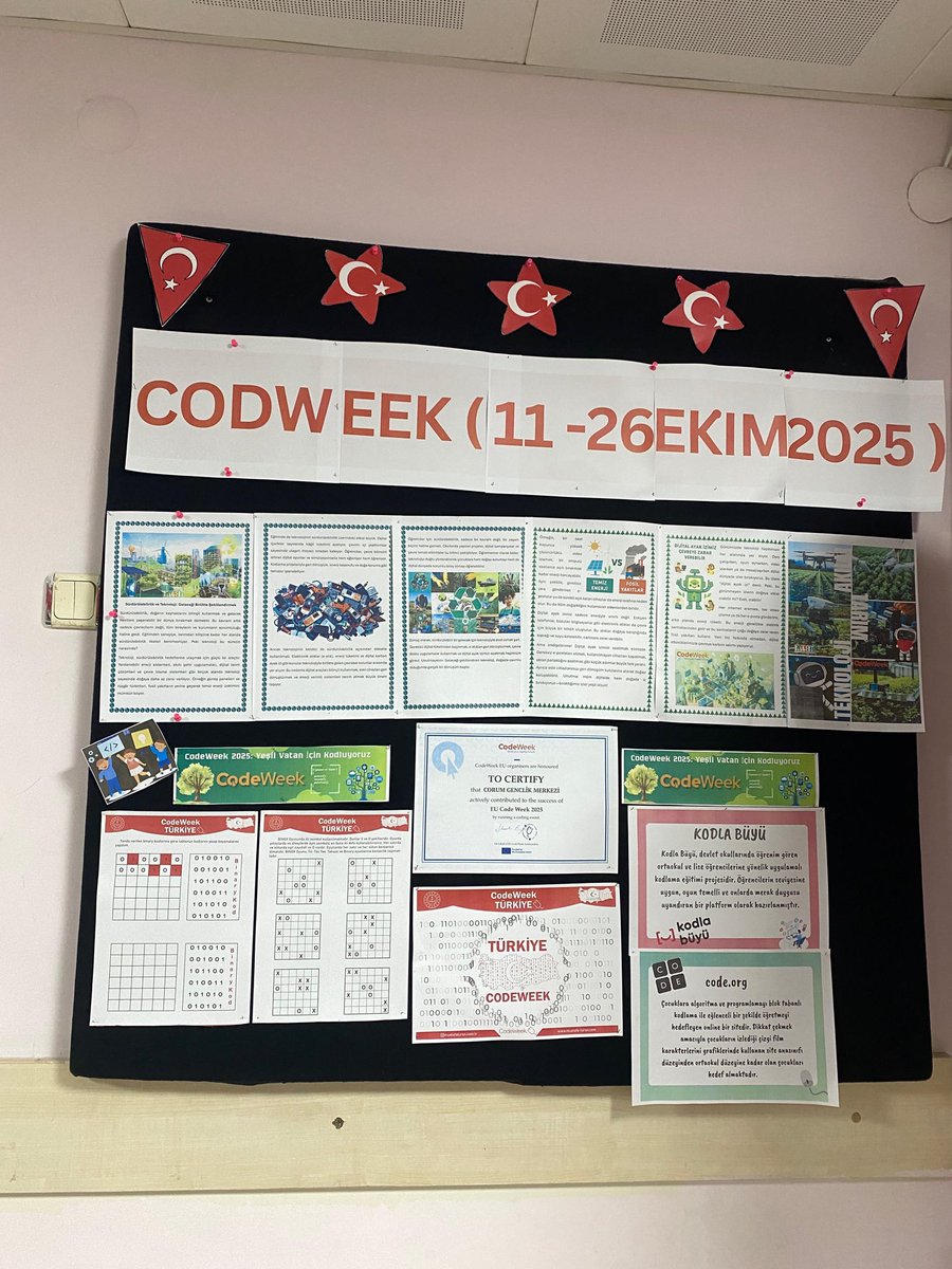 GSB_CorumGM's tweet image. 💻 Kodla, üret, geleceği şekillendir!
Avrupa Kod Haftası’nda biz de Çorum Gençlik Merkezi olarak bu heyecana ortak oluyoruz! 🚀
#CodeWeek #ÇorumGençlikMerkezi #Kodlama #GençlikKodluyor