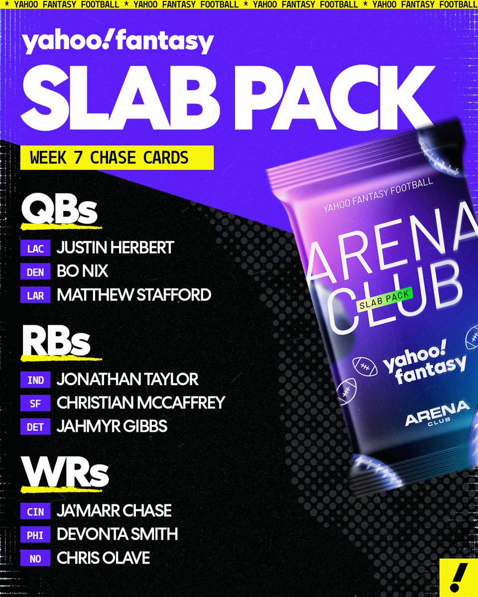 Revealing the Chase Cards for this week's Yahoo Fantasy Slab Pack 👀

Get your Yahoo Fantasy Slab Pack tonight on <a href="/ArenaClub/">Arena Club</a> beginning at 8:15pm ET at arenaclub.com/slab-packs