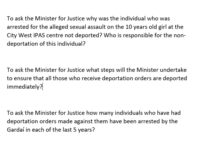 I submitted these questions to the Minister for Justice today.