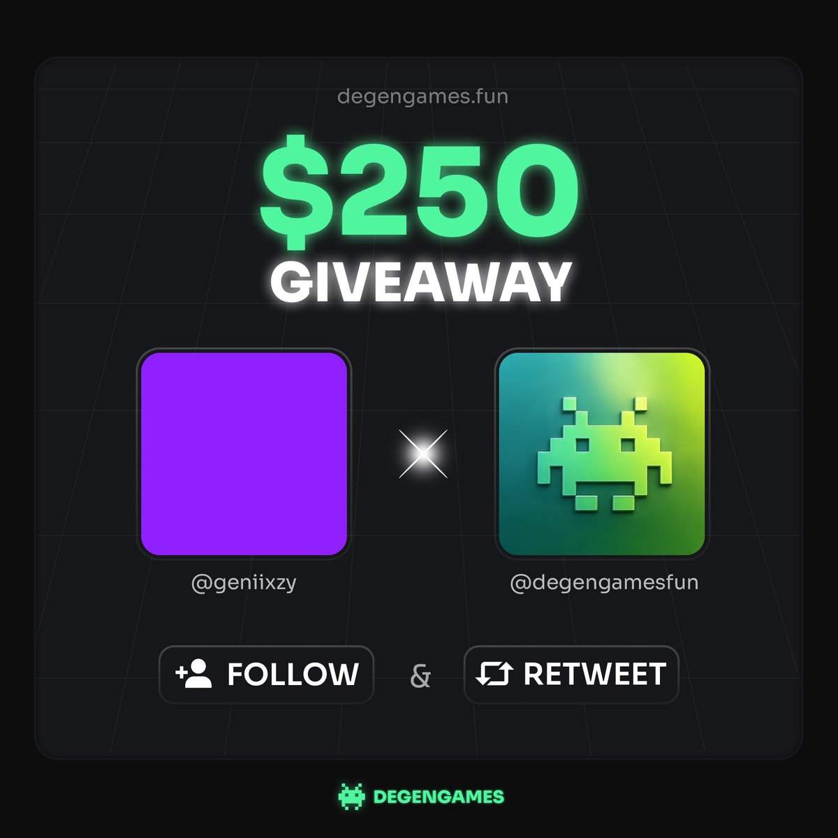 geniixzy's tweet image. I’m excited to announce my new partnership with @degengamesfun!
To celebrate, we’re giving away $250 — 5 winners will each get $50
How to enter:
-Follow us @degengamesfun + @geniixzy
-Log in on our website
-Use @geni200x’s referral link ( degengames.fun/?ref_code=Geni )
to open…