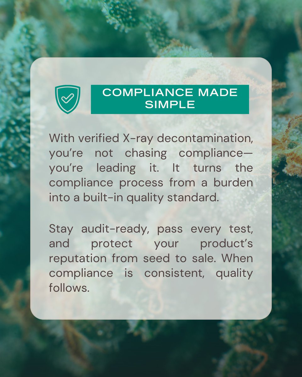sterirad's tweet photo. Every state sets its own microbial limits—but clean, compliant cannabis shouldn’t depend on your zip code. 🌿

X-ray decontamination delivers consistency across state lines with programmable dose control + verified results.

#CleanCannabis #Cannabis #XrayDecontamination https://t.co/pH16F7AhK8