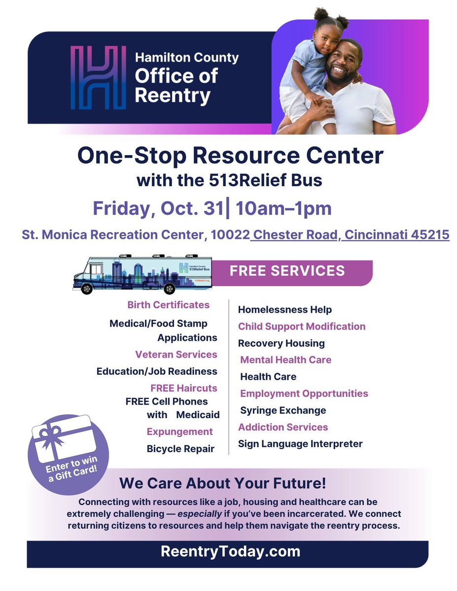 The Clerk of Courts Help Center team will be at the Oct. 31 Hamilton County Office of Reentry One-Stop Resource Center! Our team can answer questions on issues in Municipal Civil Court such as: rent escrow, landlord/tenant issues, evictions, small claims. See you there!