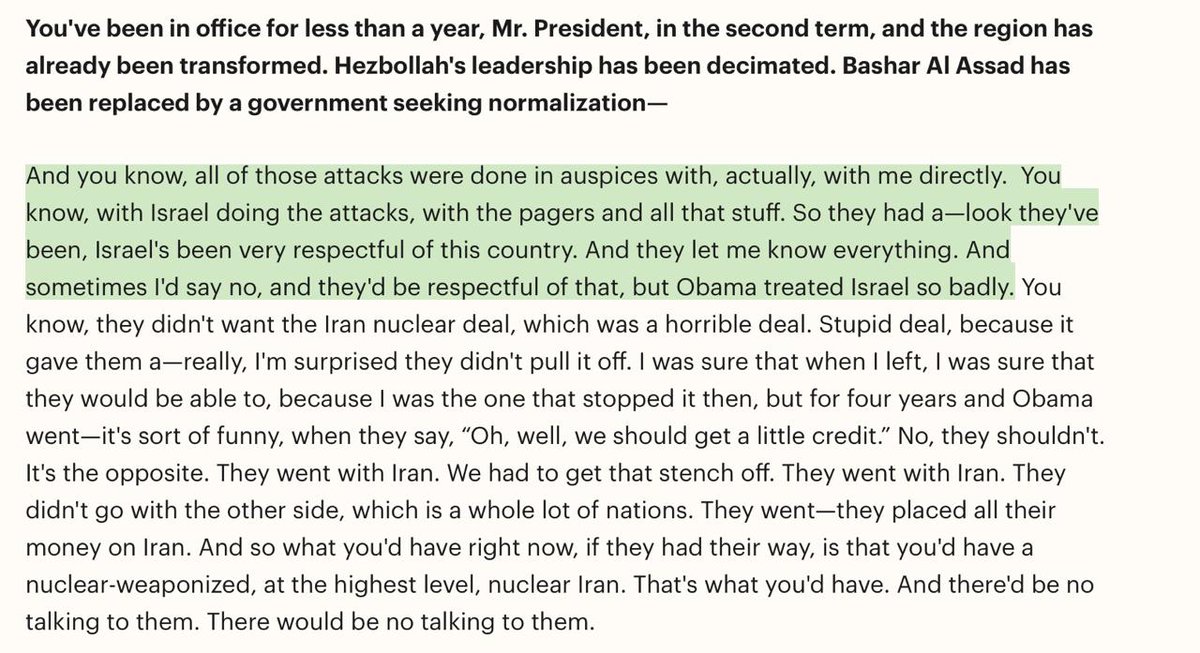 🇺🇸🇮🇱 BREAKING!!! TRUMP ADMITS HE WAS IN ON THE PAGER ATTACK AND OVERTHROW OF BASHAR AL ASSAD!!!

In a TIME interview, Trump admits direct involvement in the Israeli “pager attacks” that killed Hezbollah leaders and paved the way for the overthrow of Bashar al-Assad.

This is the