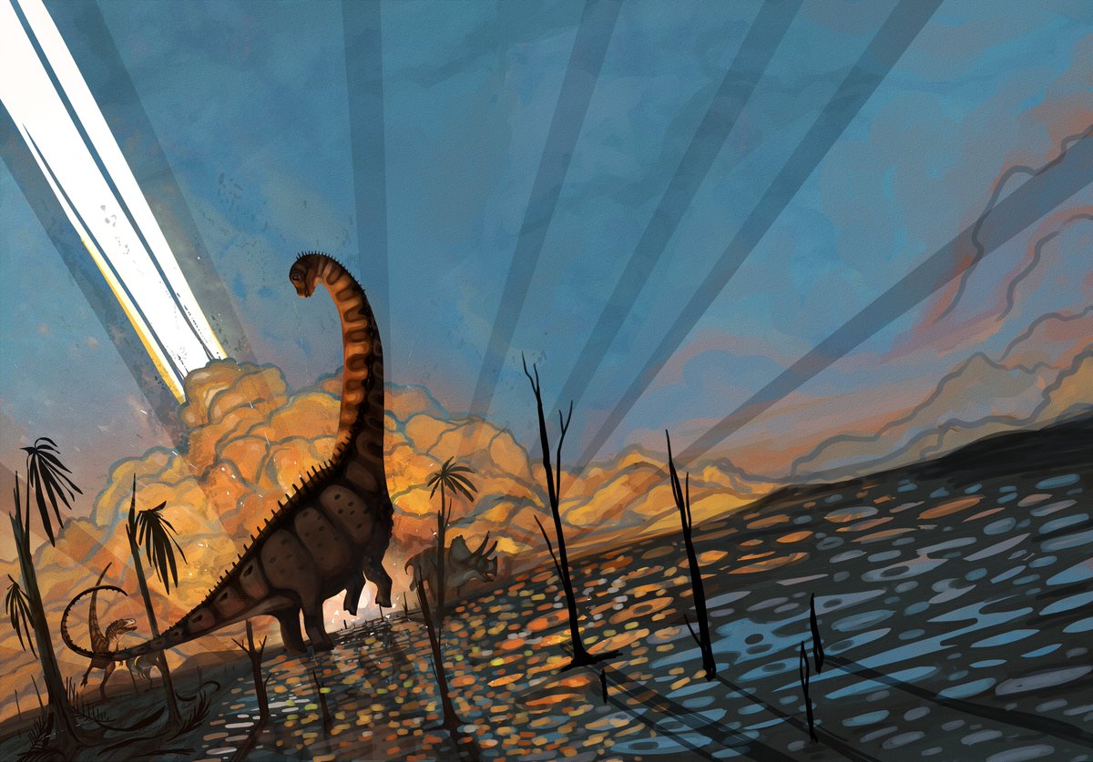 AAlechiarenza's tweet image. New paper out today in @ScienceMagazine dating the Naashoibito Member (New Mexico) to 66.4–66.0 Ma, coeval with the Hell Creek, with important remarks on pre-extinction dinosaur diversity in North America. Artwork by @WryCritic🦖🦕☄ 🔗science.org/doi/10.1126/sc…
