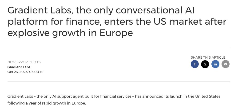 sanderbuitelaar's tweet image. Our first official Press Release for @GradientLabsAI. 🥹 🚀