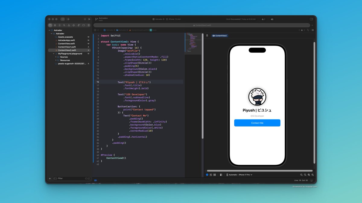piyush_linux's tweet image. Starting my iOS development journey today 🔥

#ios #apple #iosdevlopment