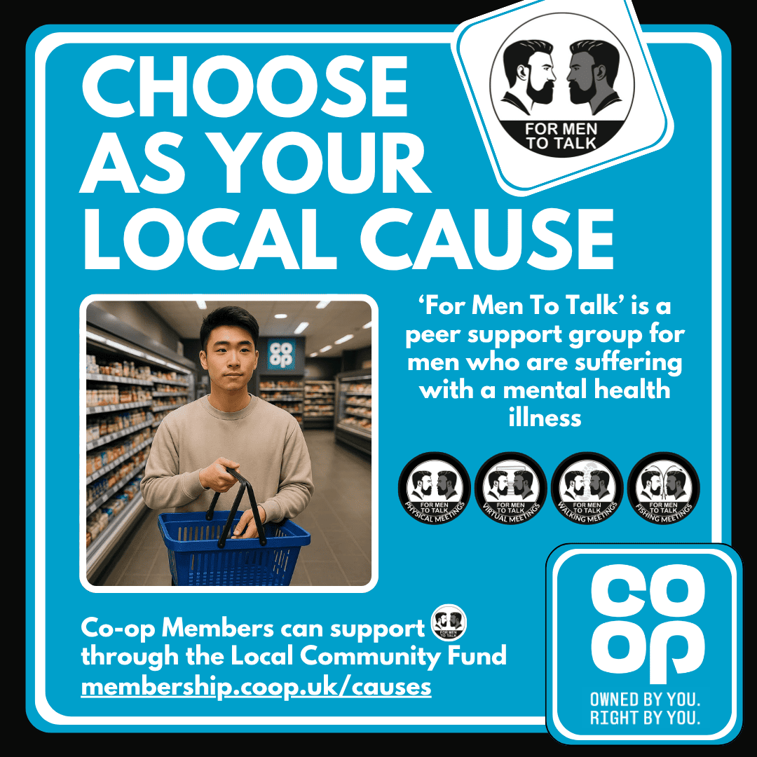 ForMenToTalk's tweet photo. Together we can open up the conversation about men’s mental health. Support @formentotalk through your @Coopuk Local Community Fund membership. Visit https://t.co/rHujMEjau8 #mensmentalhealth #mentalhealth #coop #cooplocalcommunityfund #cooplocalcause #LocalCommunityFund https://t.co/ZOg8VCYF4n