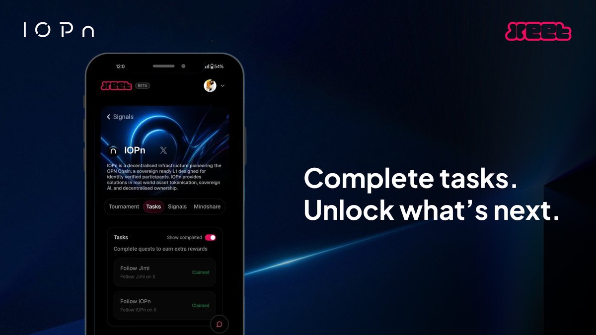 IOPn_io's tweet image. Xeet tasks are on, in case you missed them.
Head to xeet.ai/signals/iopn and start completing them asap to claim your share of $300K in $OPN.
Accelerate ⋂