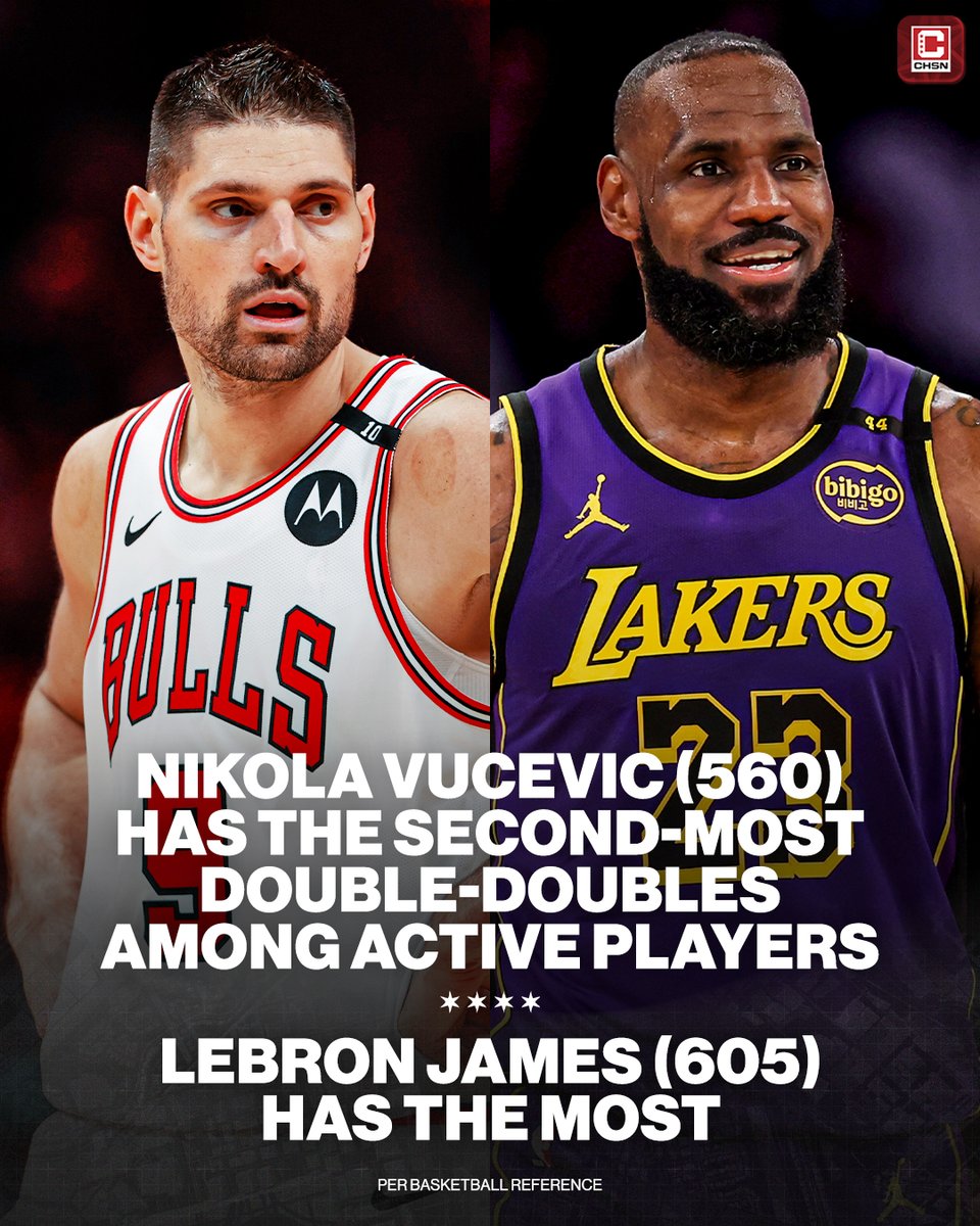 Nikola Vucevic captured his 560th double-double last night with 28 PTS & 14 REB 👀

Only LeBron has more among active players 😳 
