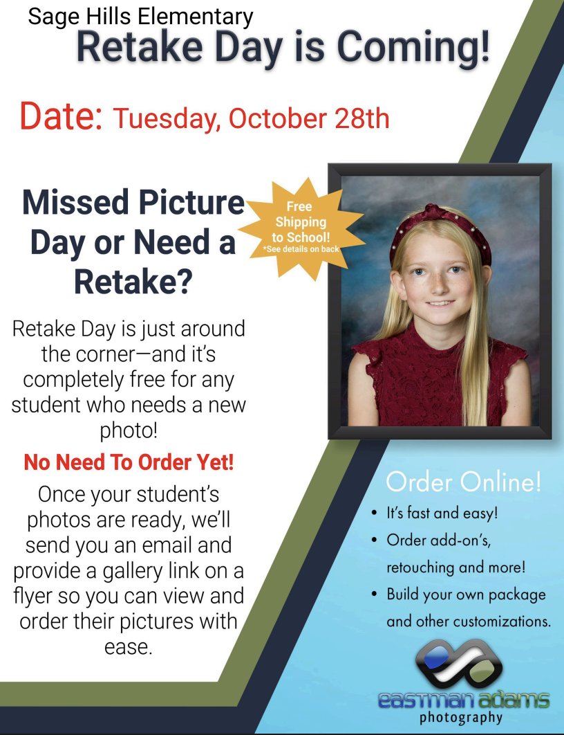 sagethunderhawk's tweet photo. Picture retakes are on October 28th. Please see the attached flyers for information on ordering. https://t.co/qAy9l2iRlQ