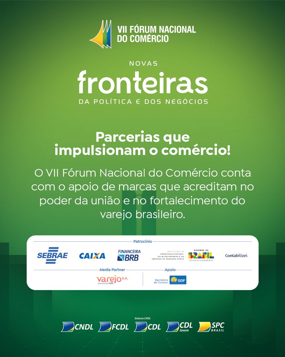 O futuro do varejo se constrói em rede, com parcerias que impulsionam negócios, inspiram inovação e fortalecem o setor.  
Agradecemos a todos os patrocinadores e apoiadores que tornaram o VII Fórum Nacional do Comércio possível.