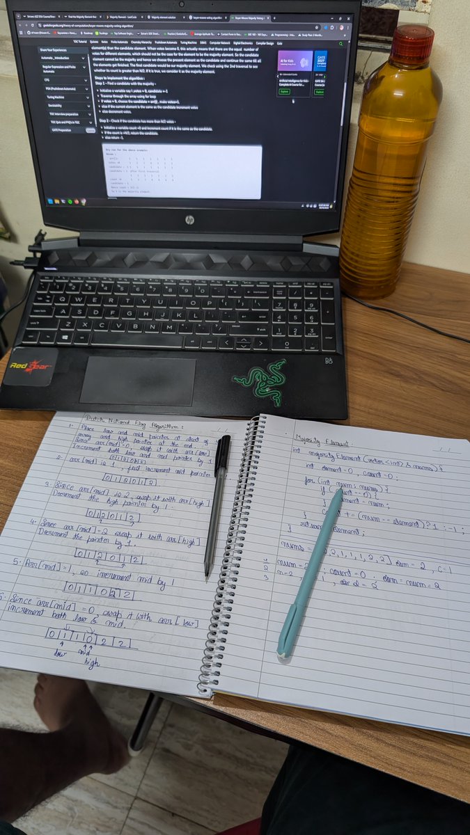 shiwamdotexe's tweet image. Day 10 completed: solved medium array problems. And learned about Boyer-Moore Majority Voting Algorithm and dutch national flag algorithm #TUFWinterArc #winterarc #Coding #DSA