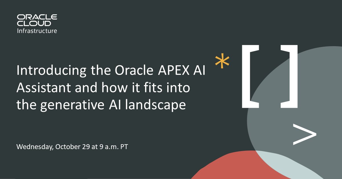 In <a href="/OracleAPEX/">Oracle APEX</a> 24.2, new AI features were introduced to allow developers to easily build chat-based search functionality without writing custom PL/SQL code. This session will demonstrate how to use these new capabilities. social.ora.cl/6015ACocf