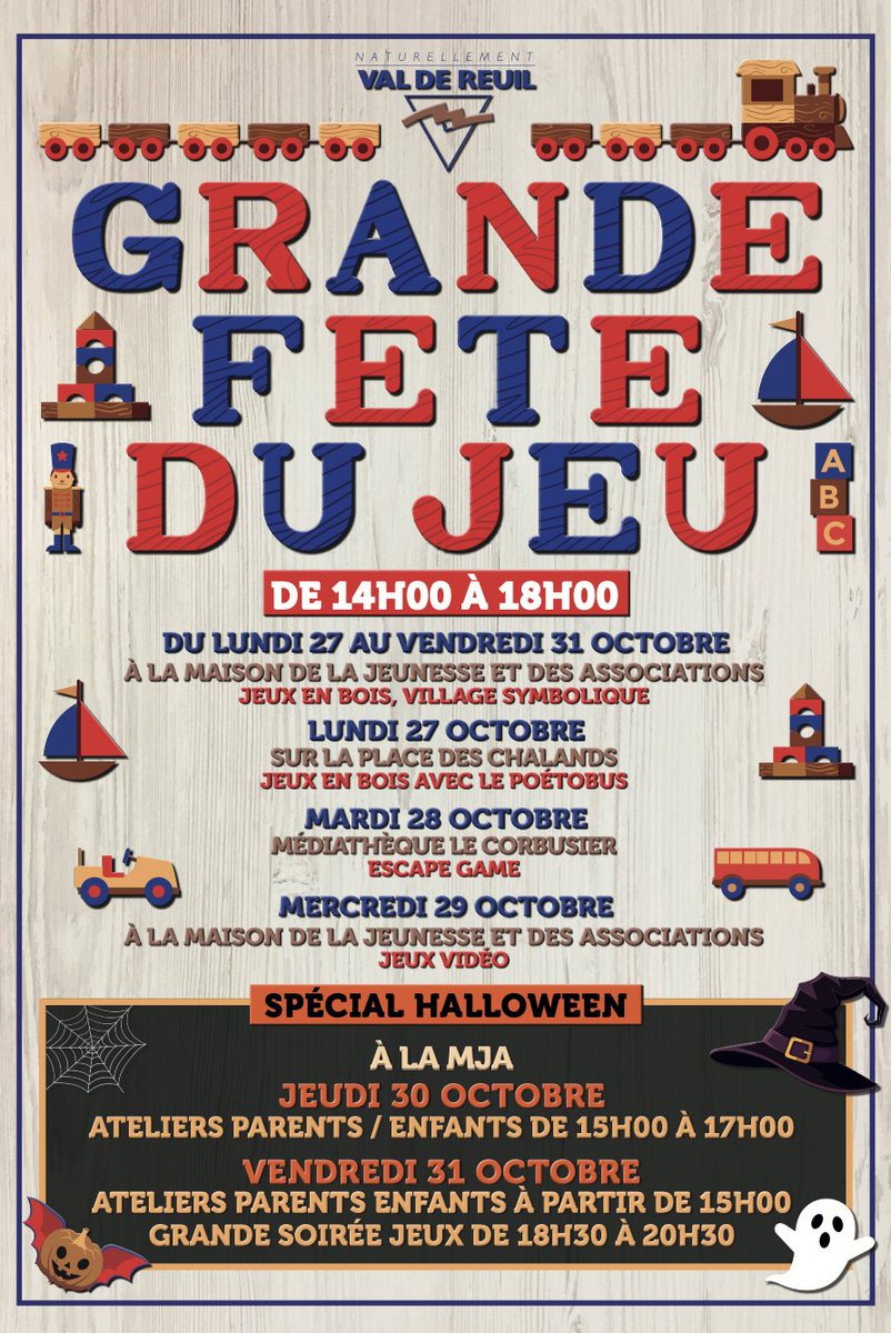 laurent27100's tweet image. La ville de Val-de-Reuil présente le programme de l’édition 2025 de la Grande Fête du Jeu, qui a connu un immense succès en 2024. Vous êtes bien sûr les bienvenus ! Voici le programme #Jeux #familles @MA_Jamet #ValdeReuil