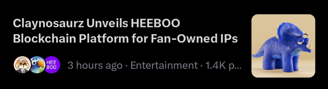 zombegonetv's tweet photo. **Trending NEWS**

@HeebooOfficial is going to change the entire game, big name studios are in shambles

IP will always be the best play in my personal opinion, others may say otherwise  and that's cool too, but for me, I see the bigger picture here, I see the vision! #clayno #claynoverse #thevision 

My suggestion is to Go buy a @Claynosaurz dino on $sol but if you can't do that, grab some popkins on $sui , and stake them.