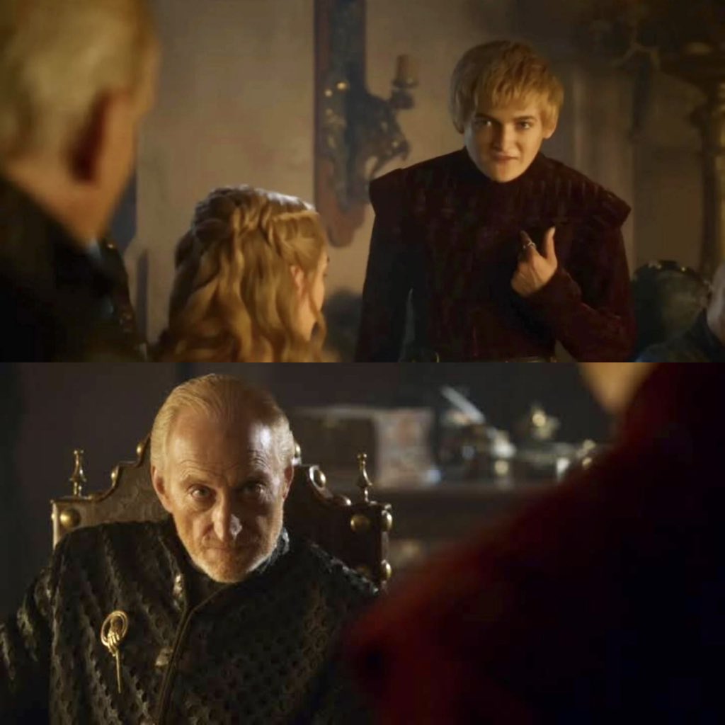 Tywin callándole la boca a Joffrey en los libros es una joya de diálogo:🔥✍️

—Joffrey, cuando tus enemigos te desafíen debes responderles con acero y fuego. Pero, cuando se pongan de rodillas, debes ayudarlos a levantarse. De lo contrario nadie volverá a arrodillarse ante ti. Y