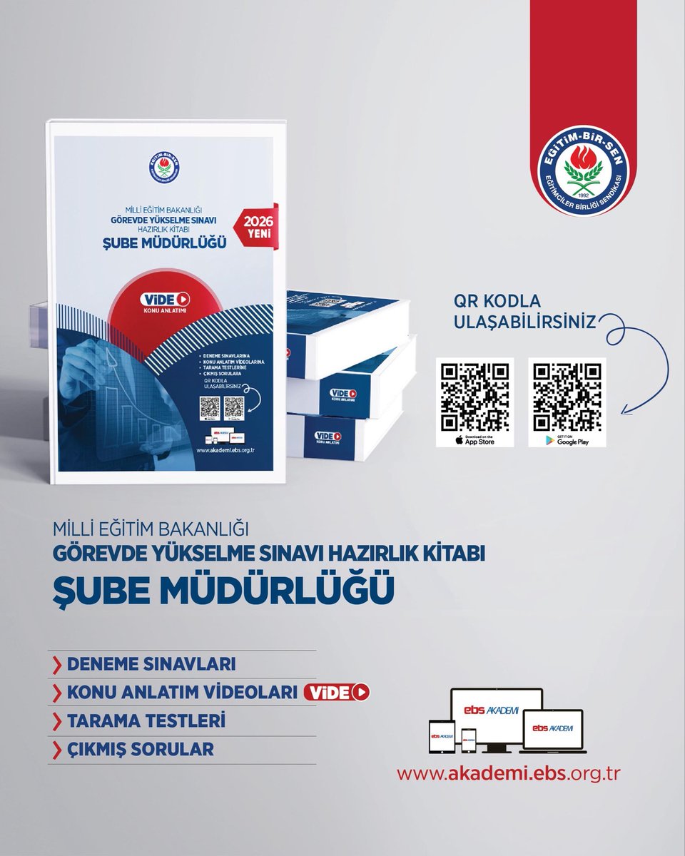 Ali YALÇIN (@_aliyalcin_) on Twitter photo Tarzımız Ülkemiz, Farkımız Üyemiz İçindir
7 Şubat 2026 MEB-Şube Müdürlüğü Sınavı öncesinde, güncel içeriklerle yenilenen hazırlık kitabımızı üyelerimizin hizmetine sunuyoruz.
Ayrıca EBS Akademi üzerinden video dersler, dijital içerikler ve online denemelerle üyelerimizin Tarzımız Ülkemiz, Farkımız Üyemiz İçindir
7 Şubat 2026 MEB-Şube Müdürlüğü Sınavı öncesinde, güncel içeriklerle yenilenen hazırlık kitabımızı üyelerimizin hizmetine sunuyoruz.
Ayrıca EBS Akademi üzerinden video dersler, dijital içerikler ve online denemelerle üyelerimizin