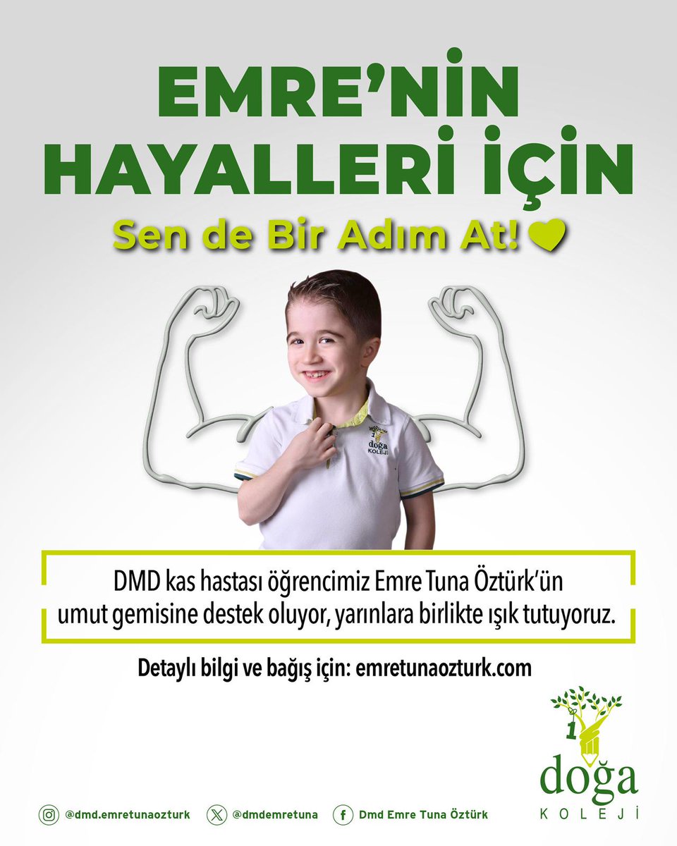 Bir çocuğun gülüşü yarım kalmasın!
Bir öğrencimizin umudu, hepimizin kalbinde.
Emre Tuna Öztürk'ün umut gemisine destek oluyor, yarınlarına birlikte ışık tutuyoruz. 🧡💚
Detaylı bilgi ve bağış için: bit.ly/47bGOqD