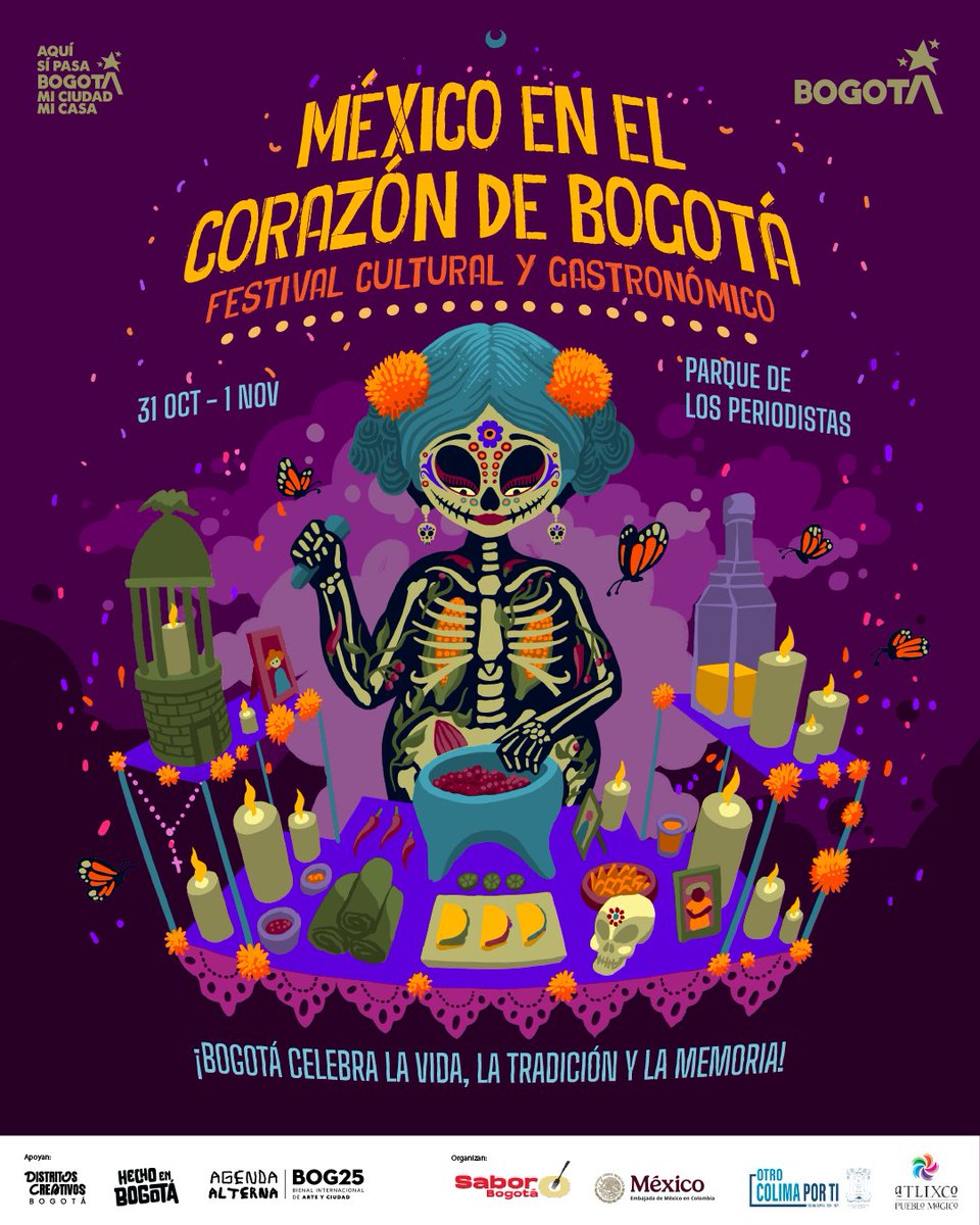 #AquíSíPasa 🌮🇲🇽¡Bogotá celebra la vida, los sabores y la cultura!

Llega México en el corazón de Bogotá, Festival Cultural y Gastronómico, una celebración para encontrarnos alrededor de la comida y los sabores.

📍Parque de los Periodistas
31 octubre - 1 noviembre

#SaborBogotá.