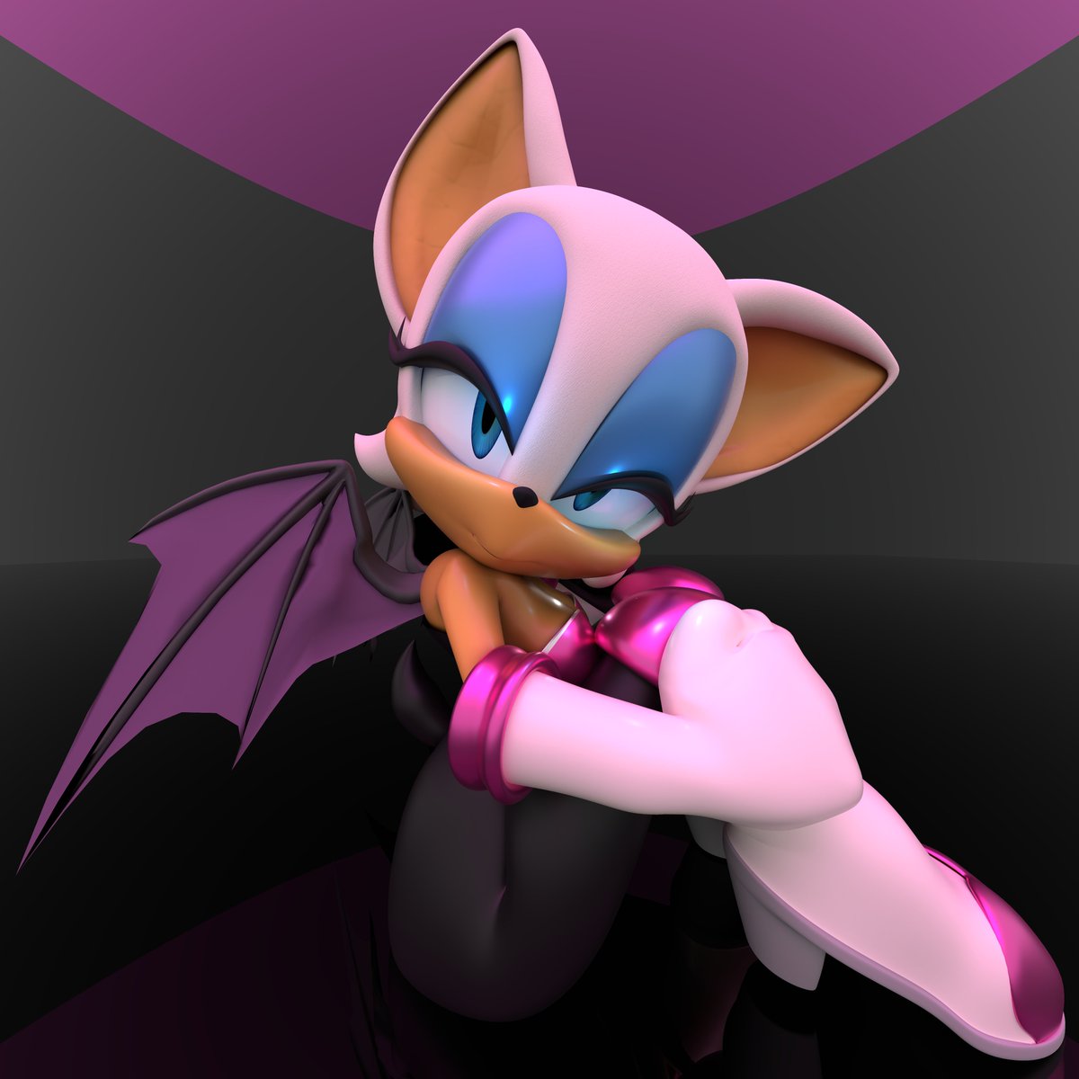 Rouge PFP! I've seen so much art of squished characters for PFP that I wanted to give it a try lol. #RougeTheBat #Sonic #PFP #Blender #3DCG