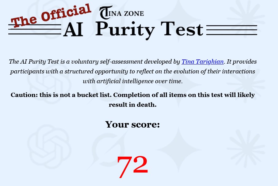 Cloudmoding's tweet image. I&apos;m sorry for being employed AI Purity Test