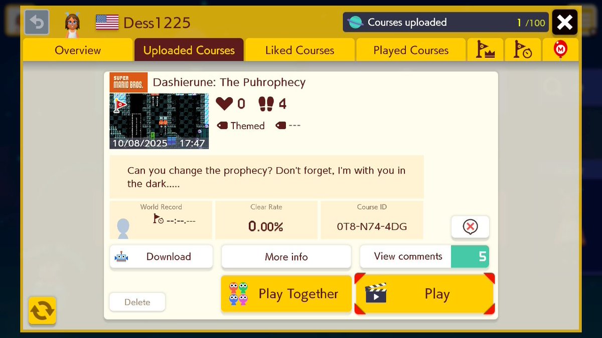 HeyoNavi's tweet image. #DashieMaker2 0T8-N74-4DG 
Hey @DashieXP! My friend made a level for you based off her favorite game! It&apos;s lowkey difficult for me, but maybe you&apos;ll fare better, LOL